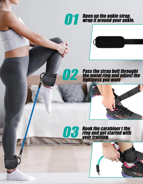 Load image into Gallery viewer, Ankle Resistance Bands Set, Ankle Tube Band with Adjustable, 60LB Three Different Pound Resistance Bands, Recoils and Glutes Workouts, Legs Resistance Bands with Ankle Strap for Women &amp; Men
