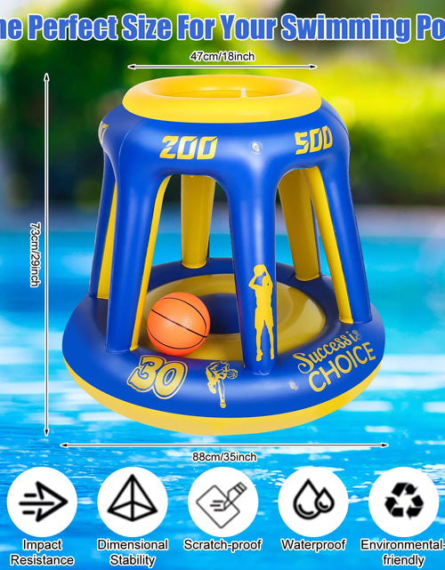 Load image into Gallery viewer, Swimming Pool Basketball Hoop Set, Inflatable Pool Basketball Hoop Toy Games with 3 Balls &amp; 1 Needles, Water Basketball Game Land Pool Toys for Kids Adults and Family(Blue)
