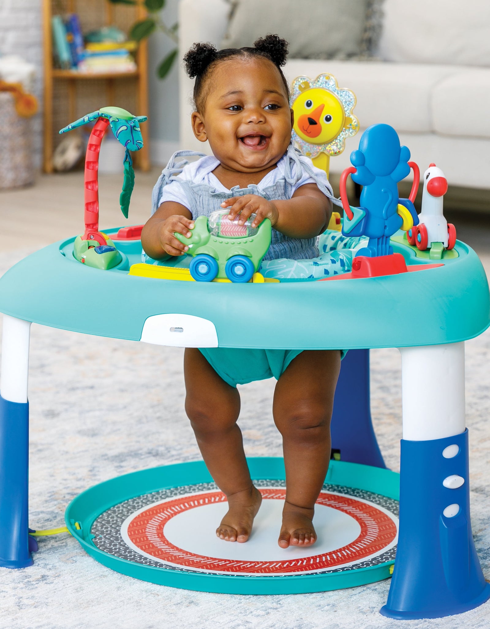 Infantino 2-In-1 Sit, Spin and Stand Entertainer 360 Seat & Activity Center, 4-60 Months, Unisex, Teal