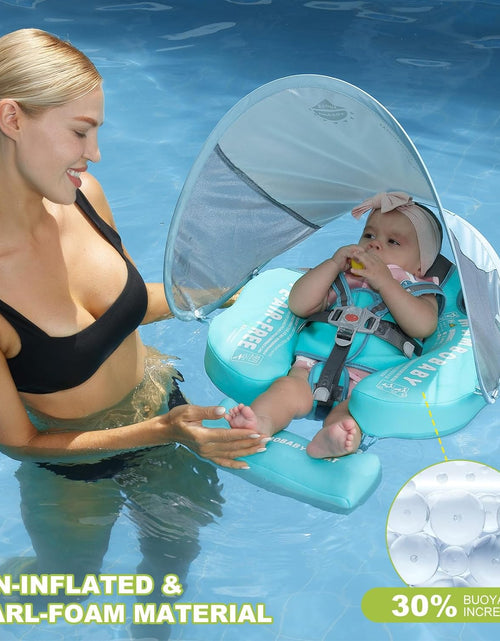 Load image into Gallery viewer, Baby Floats for Pool with Canopy Removable UPF 50+ UV Sun Protection Canopy Mambobaby Float Non Inflatable Upgrade Soft Waterproof Skin-Friendly Leather Material Infant Swim Float 3-24 Months
