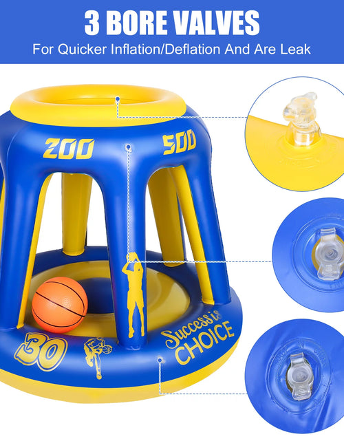 Load image into Gallery viewer, Swimming Pool Basketball Hoop Set, Inflatable Pool Basketball Hoop Toy Games with 3 Balls &amp; 1 Needles, Water Basketball Game Land Pool Toys for Kids Adults and Family(Blue)
