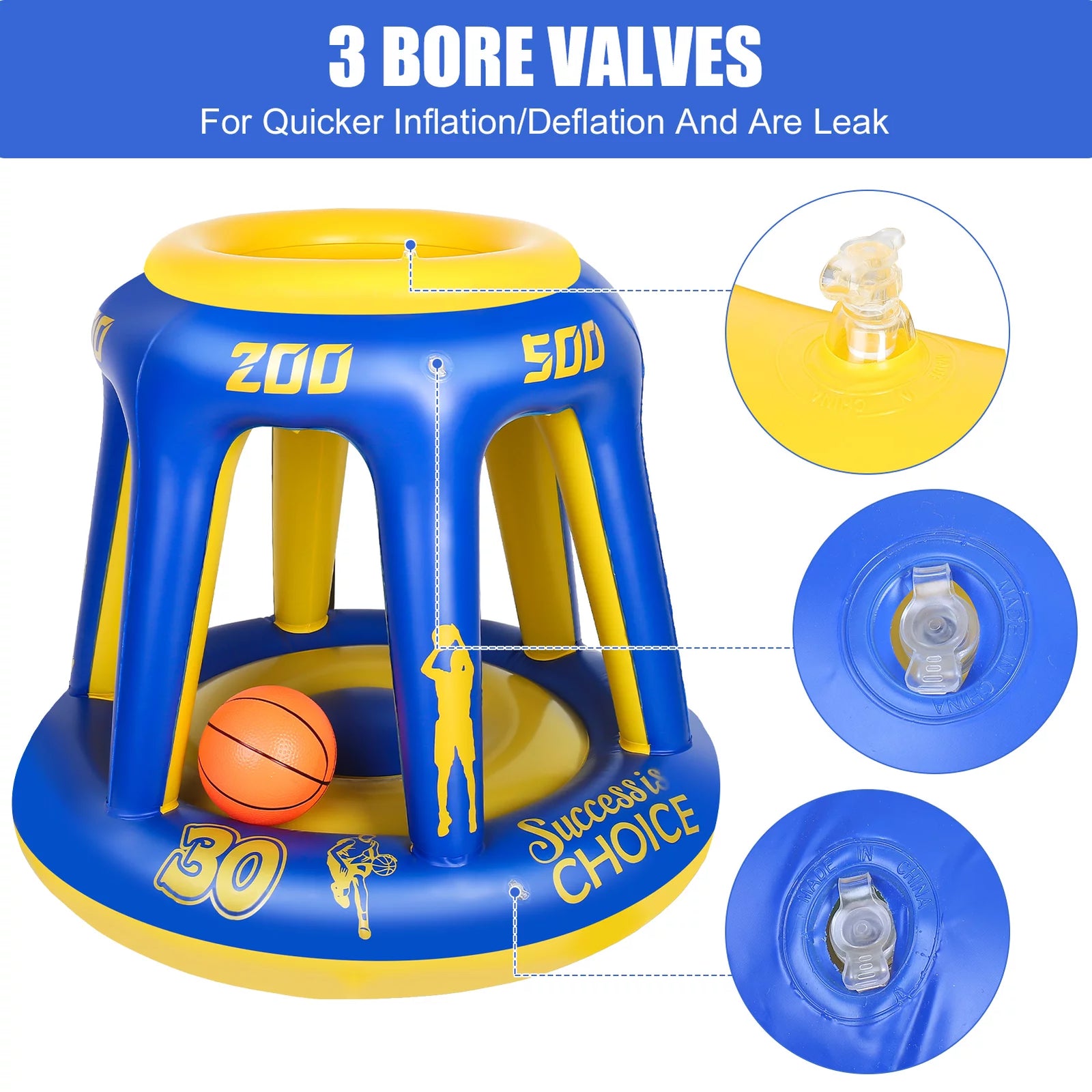 Swimming Pool Basketball Hoop Set, Inflatable Pool Basketball Hoop Toy Games with 3 Balls & 1 Needles, Water Basketball Game Land Pool Toys for Kids Adults and Family(Blue)