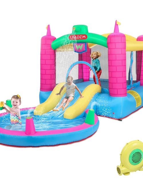 Load image into Gallery viewer, 12.5&#39; X 6.7&#39; X 6.2&#39; Inflatable Bounce House, Tank Jumper Water Spray Castle with 350W Air Blower
