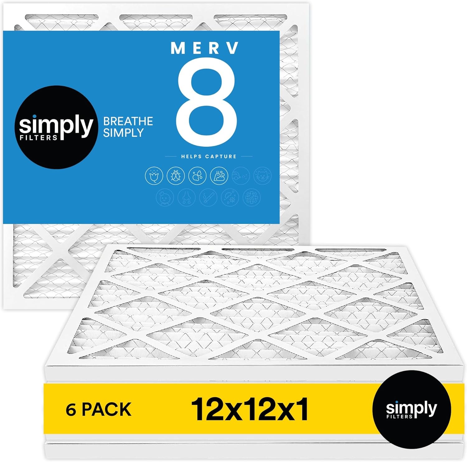 by  12X12X1 Air Filter, MERV 8, MPR 600, AC Furnace Air Filter, 6 Pack