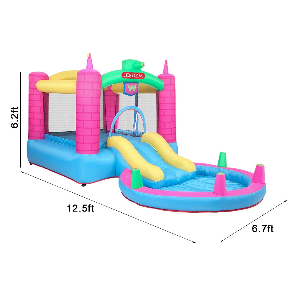 12.5' X 6.7' X 6.2' Inflatable Bounce House, Tank Jumper Water Spray Castle with 350W Air Blower