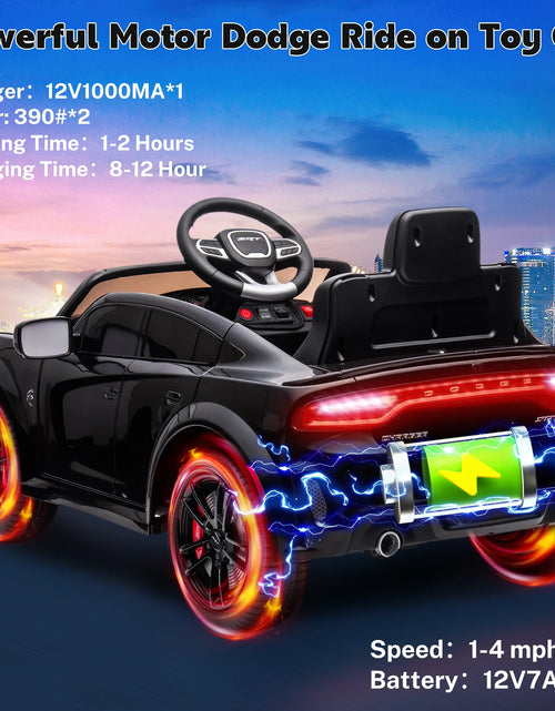 Load image into Gallery viewer, Dodge Electric Ride on Cars for Kids, 12 V Licensed Dodge Charger SRT Powered Ride on Toys Cars with Parent Remote Control, Electric Car for Girls 3-5 W/Music Player/Led Headlights/Safety Belt, Black
