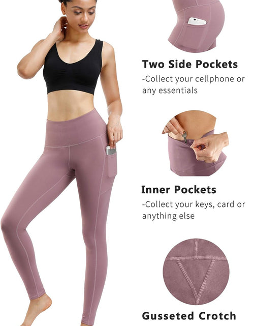 Load image into Gallery viewer, 2 Pack High Waist Yoga Pants, Pocket Yoga Pants Tummy Control Workout Running 4 Way Stretch Yoga Leggings
